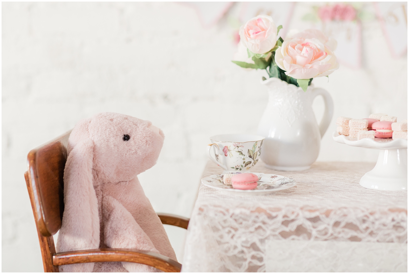 tea-for-two-birthday-photos-with-stuffed-bunny