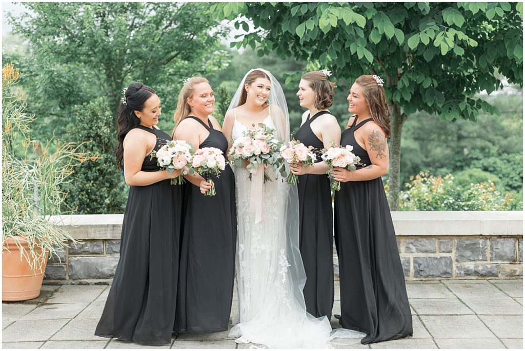 bridesmaids-full-length-black-dresses